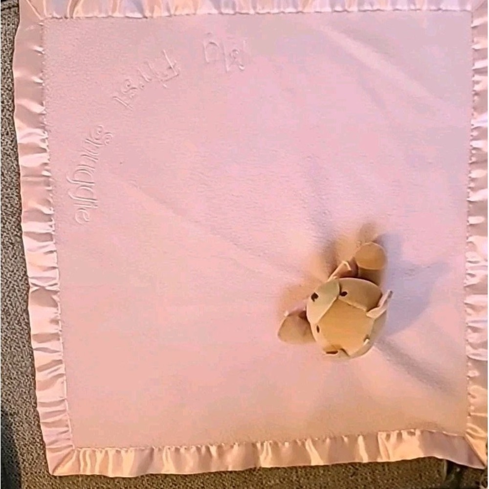 Snuggie Toy "My First Snuggie" Bear Lovey Security Blanket Pink Fleece Satin 18" - Picture 7 of 9